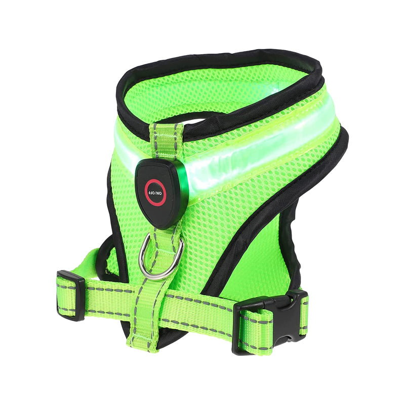 LED Dog Harness – Rechargeable, 3 Glow Modes for Night Walks