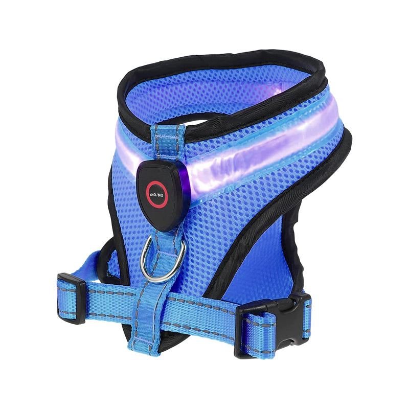 LED Dog Harness – Rechargeable, 3 Glow Modes for Night Walks