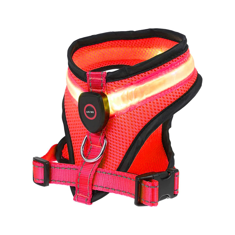 LED Dog Harness – Rechargeable, 3 Glow Modes for Night Walks